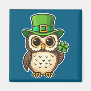 Grappige Ierse uil St. Patrick's Day geluksbrenger Magneet