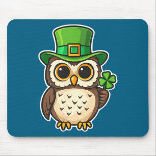 Grappige Ierse uil St. Patrick's Day geluksbrenger Muismat