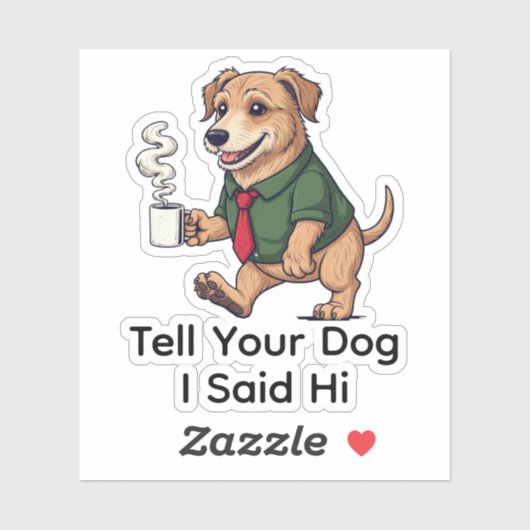 Grappige Ierse Wolfshond Hond Zakelijke Pak Koffie Sticker (Vel)