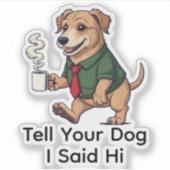 Grappige Ierse Wolfshond Hond Zakelijke Pak Koffie Sticker (Voorkant)