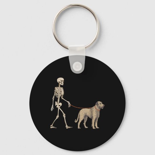 Grappige Ierse Wolfshond Skelet Hond Wandelen Sleutelhanger (Voorkant)