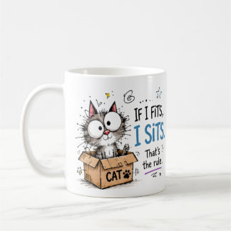 Grappige "If I Fits, I Sits" Schattige Kat in Doos Koffiemok