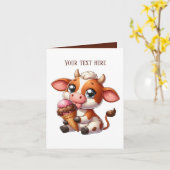 Grappige ijs koe liefhebbers aanpasbaar kaart (Gele Bloem)