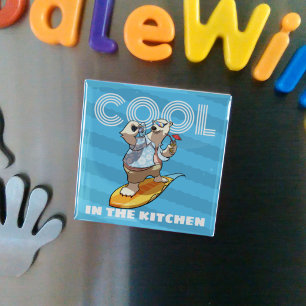 Grappige Ijsbeer Cool In De Keuken Surf Cartoon Magneet