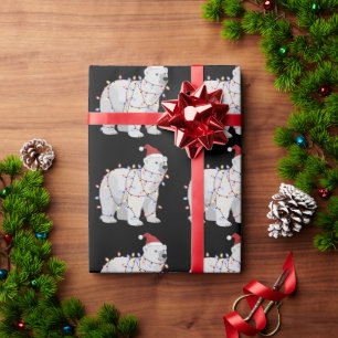 Grappige IJsbeer Kerst Dieren Lichtjes Liefhebber  Cadeaupapier