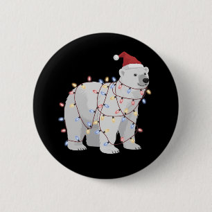 Grappige IJsbeer Kerstmis Dieren Lichtjes Liefhebb Ronde Button 5,7 Cm