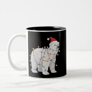 Grappige IJsbeer Kerstmis Dieren Lichtjes Liefhebb Tweekleurige Koffiemok