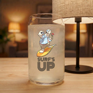 Grappige ijsbeer surfer Surf's Up dier animatie Blikvorm Glas