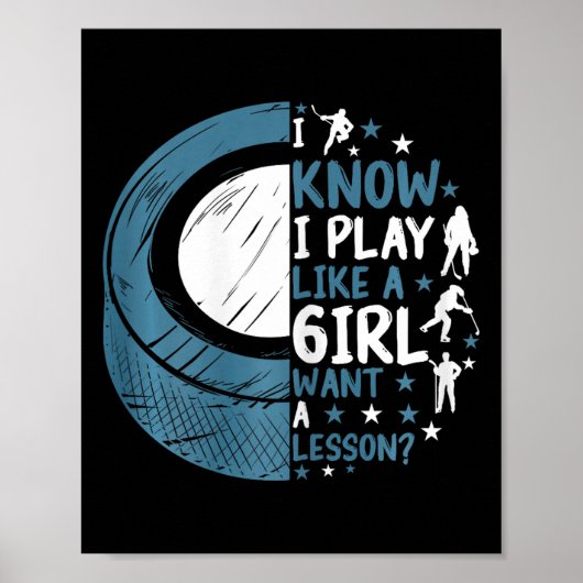 Grappige ijshockey Ik weet dat ik speel als een me Poster (Voorkant)