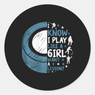 Grappige ijshockey Ik weet dat ik speel als een me Ronde Sticker
