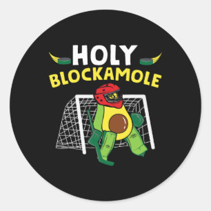 Grappige IJshockey Keeper IJshockey Speler Avocado Ronde Sticker