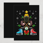 Grappige ijshockey kerstboom ornament Xmas jongens Feestdagenkaart (Voorkant / Achterkant)