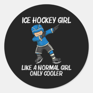 Grappige IJshockey Voor Meisjes Kinderen Veld Rink Ronde Sticker
