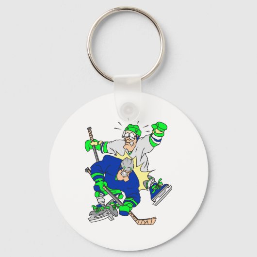 grappige ijshockeybotsingsafbeelding sleutelhanger (Voorkant)