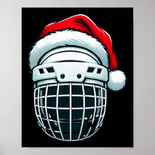 Grappige ijshockeyhelm Kerstman hoed Kerstvakantie Poster
