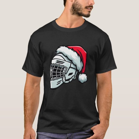 Grappige IJshockeyhelm Santa Hat Kerstvakantie T-shirt (Voorkant)