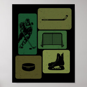 Grappige ijshockeypuckstick wintergame ijshockey poster