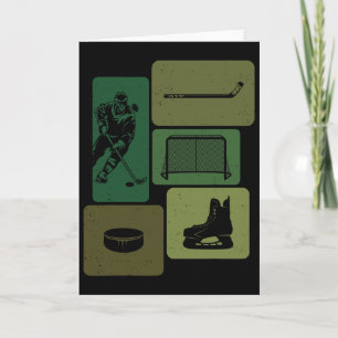 Grappige ijshockeypuckstok wintergame ijshockey kaart