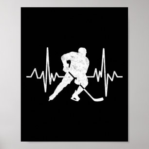 Grappige ijshockeyspeler doelverdediger hartslag h poster
