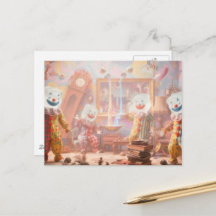 Grappige ijsklontjes clowns surreële circus briefkaart