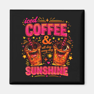 Grappige ijskoude koffie zonneschijn ontwerp cute magneet
