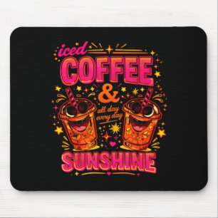 Grappige ijskoude koffie zonneschijn ontwerp cute muismat