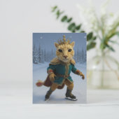 Grappige IJsrijdende Kattenkoning Briefkaart (Staand voorkant)