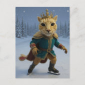 Grappige IJsrijdende Kattenkoning Briefkaart (Voorkant)