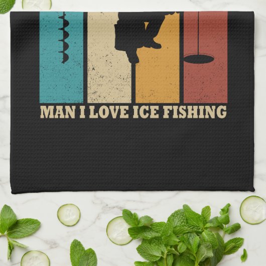 grappige ijsvisserij theedoek (Gevouwen)