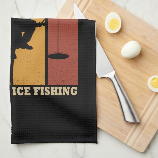 grappige ijsvisserij theedoek (Quarter Fold)
