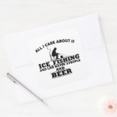 Grappige ijsvisserij uitspraken vierkante sticker (Envelop)