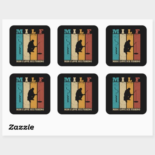 grappige ijsvisserij vierkante sticker (Vel)