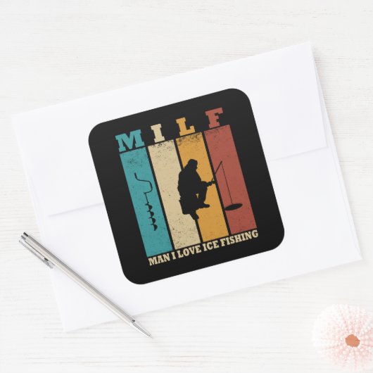 grappige ijsvisserij vierkante sticker (Envelop)