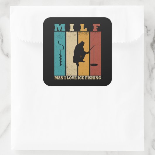 grappige ijsvisserij vierkante sticker (Tas)