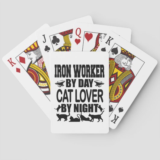 Grappige IJzerbewerker overdag, Kattenliefhebber ' Pokerkaarten (Achterkant)