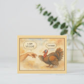 Grappige “Ik ben vegetarisch” Thanksgiving kaart (Staand voorkant)