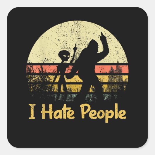 grappige ik haat mensen dames t-shirts vierkante sticker (Voorkant)