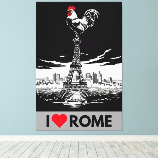 Grappige ''Ik hou van Rome'' Parodie Canvas Afdruk (Insitu (Houten vloer))