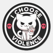 Grappige 'Ik Kies Geweld' Kat Sticker (Voorkant)
