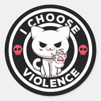Grappige 'Ik Kies Geweld' Kat Sticker