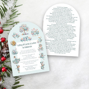 Grappige illustratie 12 Dagen van Kerstmis Blauw Kaart