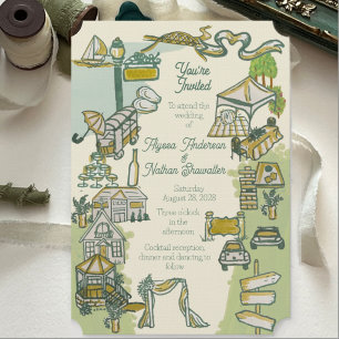 Grappige illustratie huwelijksuitnodiging voor sta save the date