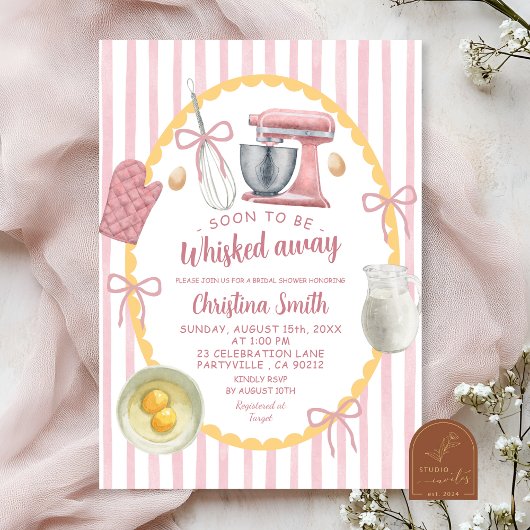 Grappige Illustratie Roze Keuken Bruiloft Feest Kaart