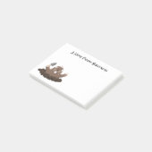 Grappige illustratie van een goffer die graaft in post-it® notes (Schuin)