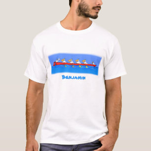 Grappige illustratie van een roeiend pelikaanteam  t-shirt