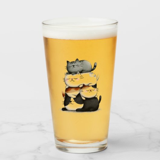 Grappige illustratie van een stapel Schattige katt Glas (Voorkant gevuld)