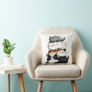 Grappige illustratie van een stapel Schattige katt Kussen