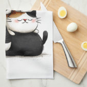 Grappige illustratie van een stapel Schattige katt Theedoek (Quarter Fold)