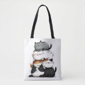 Grappige illustratie van een stapel Schattige katt Tote Bag (Voorkant)