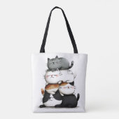 Grappige illustratie van een stapel Schattige katt Tote Bag (Achterkant)